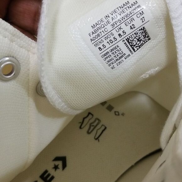 Converse Chuck Taylor All Star Lugged Sole 2.0 White Mens sz 8.5 Wmn's 10.5 - Picture 9 of 9